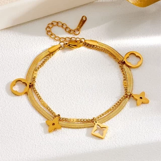 Pulseira De Aço Titânio Resistente Ao Desbotamento , Joias Minimalistas Banhadas A Ouro 18K Para Mulheres , Acessório Mo