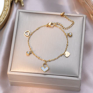 Pulseira De Aço De Titânio Com Concha De Coração Simples Coreana E Japonesa Para Mulheres Temperamento Doce Joias De Mão