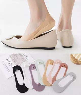 Meias de Primavera de Verão Meias de Barco Femininas Meias de Barco Não Caem Do Calcanhar Meias de Silicone de Algodão Antiderrapante Sapatos de Boca Raso Meias Invisíveis Meias de Seda de Boca Redonda