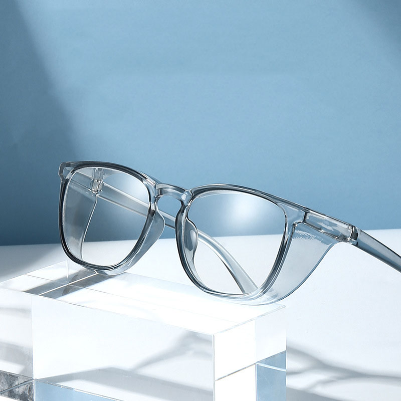 Óculos de proteção Anti-azul leves Jelly Color Transparentes à prova de areia Óculos de proteção exclusivos HD Flat Glasses