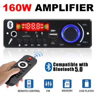 160W Amplificador Bluetooth 5.1 Placa De MP3 20 * 80W Reprodutor De Áudio 12V DIY MP3 Player Carro Módulo Rádio FM TF US