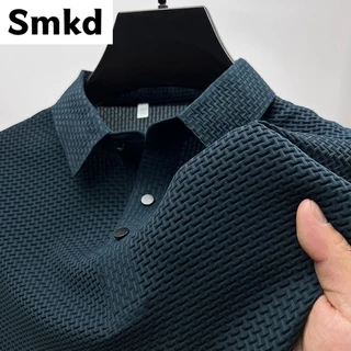 Camisa Polo Masculina Summer New Silk Short Sleeved T-Shirt De Meia-Idade Casual Loose