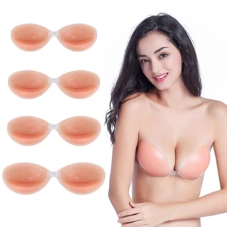 Sutiã Push-Up Oval 3D-Copos De Silicone Nude De 2 Cm De Espessura (Tamanhos Ad , Sem Alças E À Prova D