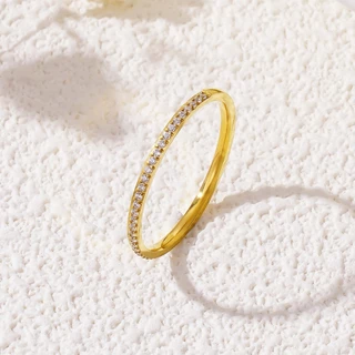 Anel De Titânio Banhado A Ouro 24K , Joias Elegantes E Delicadas Para Mulheres , Uso Diário Ocasiões Sociais