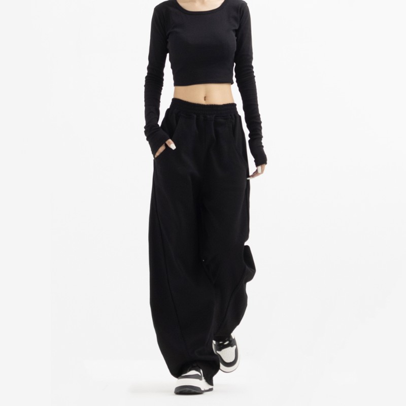 Calça De Jogging Pants For Women Casual High Waist Loose Jogger Perna Larga