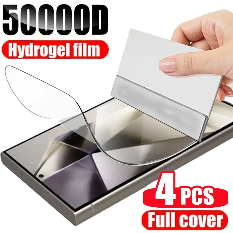 4Pcs Protetor De Tela Filme Hydrogel Para Samsung Galaxy S24 Ultra S23 S22 S21 Plus Proteção Acessórios Telefones Com Macio