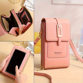1pc Feminino Crossbody Bolsa De Telefone Celular Pequena Ombro Couro Viagem RFID Slots Para Cartão Carteira Caso Bolso Do , Feminina