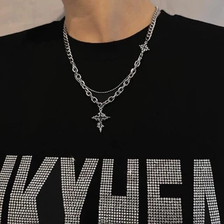 1pc Na Moda Cruz Pingente Colar Estilo Hip Hop Corrente Para Homem