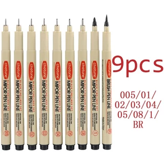 9 Peças/Conjunto De Materiais De Arte Com Marcador De Linha Fina Para Pintura , Escrita , Esboços , Engenharia , Canetas