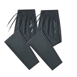 2025 Calças Masculinas De Seda Gelada De Verão – Jogger Resistente A Rugas E Ajuste Reto Para Uso Casual