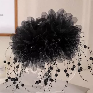 1 pçs preto frisado borla 2024 novo estilo grampo de cabelo atmosfera temperamento revelar Volume do cabelo fofo All-Mat