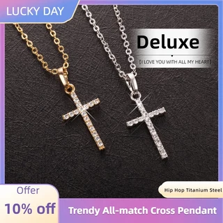 Oferta Especial Colar Masculino Da Moda : Pingente Cruz , Estilo Hip-hop , Material De Aço Titânio , Acessório Versátil High Street .