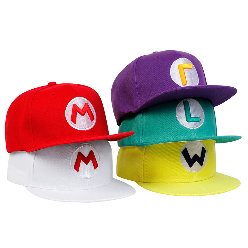 Unisex Mario Carta Bordado Designer Ajustável Chapéu De Baseball Hip Hop Flat Top Caps Primavera Outono-Viagem Esportiva Ao Ar Livre Para Mulheres Homens