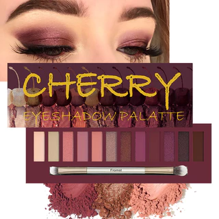 Paleta de Sombra de Cerejeira 12 Cores Sombra de Cerejeira Rosa Rosa Perolada Matte