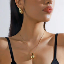 Conjunto Minimalista De Gota De Água E Brinco Com Pingente , Corrente Versátil Combinação De Joias De Clavícula , Perfei
