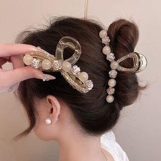 Grampo De Cabelo Com Laço De Strass Para Mulheres Estilo Coreano De Tubarão