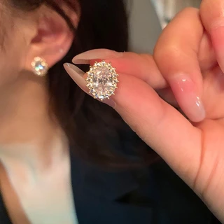 1 par moda Super piscando pombo ovo zircão brincos requintado zircão brincos feminino agulha de prata brincos de alta qu
