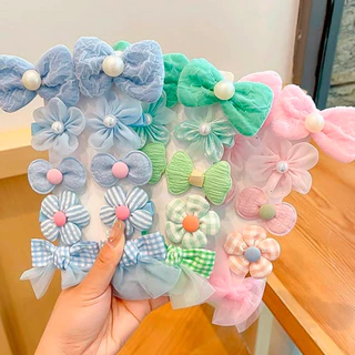 10 Conjuntos de Clipes de Laço de Flor para Cabelo de Bebê Colorido