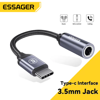 Essager 3.5 Mm Jack AUX Para USB C Cabo Adaptador 3.5 Conversor De Áudio Fone De Ouvido Com DAC em Oferta na Shopee