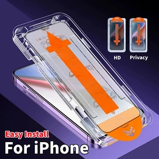 Protetor De Tela De Vidro Temperado HD Auto Fácil Instalação Para iPhone 11 12 13 14 15 16Pro Max/Privacidade