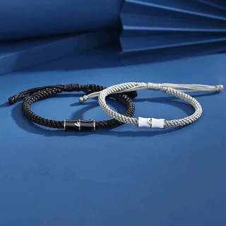Conjunto De Pulseira De Casal Com Nó De Bambu , Joias Artesanais De Prata Pura Para Homens E Mulheres , Design Trançado