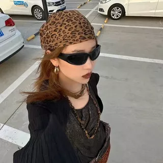 Novo Retro Tempero Meninas Leopardo Impressão Lenço Feminino Temperamento Bandana