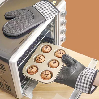 Luvas Únicas de Forno de Silicone Resistentes a Alta Temperatura Antiderrapantes para Cozinha e Assar
