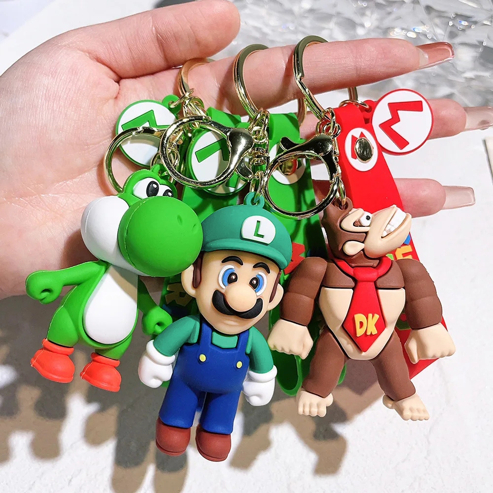 Super Bros 3D Cartoon Keychain Accesorios Schoolbag Pendant Key Bag Decoração Coleção Ornament Kids Toys Brinquedos De Aniversário