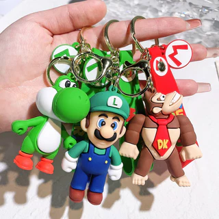 Super Bros 3D Cartoon Keychain Accesorios Schoolbag Pendant Key Bag Decoração Coleção Ornament Kids Toys Brinquedos De Aniversário