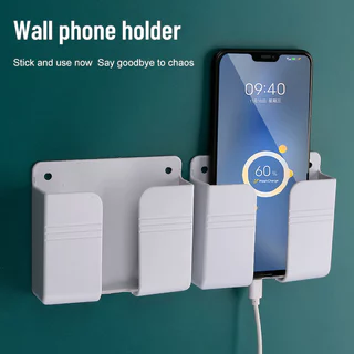 1Pc Suporte De Plugue De Telefone De Parede Sem Furos Carregamento Celular Ar Condicionado TV Caixa De Armazenamento De Controle Remoto
