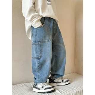 Médio grande crianças Jeans primavera verão outono inverno calças novo estilo crianças calças soltas