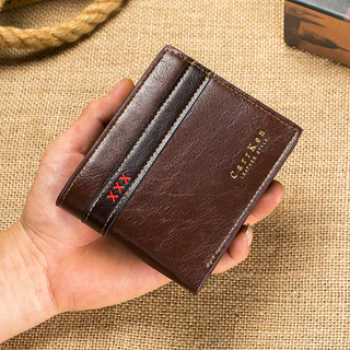 Carrken1pc Carteira masculina High-End Carteira masculina High-End Estilo Horizontal Estilo Horizontal Costura Jovem Negócios Casual Porta-cartões com zíper Europeu Americano Fivela Multifuncional Bolsa estudantil Bolsa estudantil Bolsa estudantil Single 