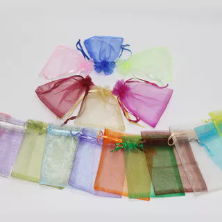 Saco De Gaze De Pérola De Cor Sólida Pacote Bolso Doces De Organza Presente .