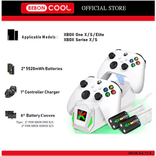 BEBONCOOL Q227 Para XBOX ONE X/S/Elite Serise Carregador Gamepad Com 2 * 5520mWh Baterias & 4 * Battery Cover Controlador Rápido Duplo