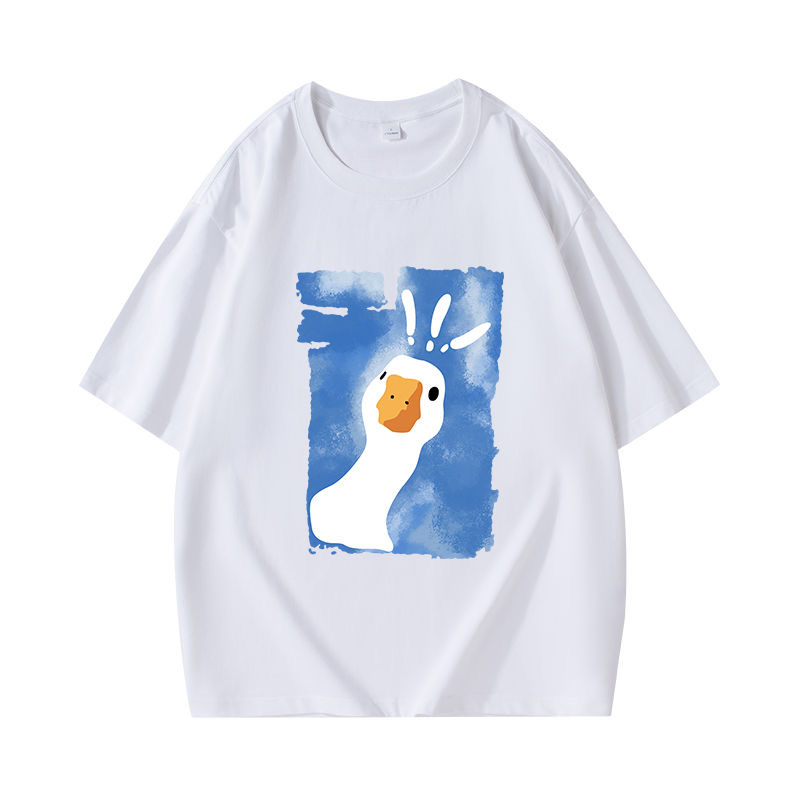 Camiseta Seda Ice Sensation Ice Silk Short-Sleeved Homens Casais Mulheres Casais Estudantes do Ensino Médio Heavy Trendy Style Jovens Soltos Estilo Verão Americano