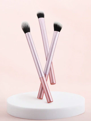 3 Conjunto de Escova de Maquiagem Long Tube Pink Conjunto de Escova de Maquiagem de Fundo Plano Lata de Maquiagem de Fundo Plano Inclui Escova de Olhos Escova de Sombra Destaque Escova de Maquiagem Ferramenta de Maquiagem Beauty Tool Factory Sales