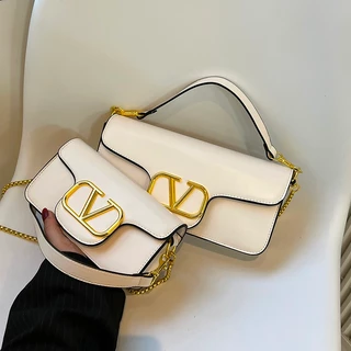 Saco Feminino Europeu Americano de Alta Senso Sólido Cor Sólido Cor do Ombro Simples Ombro Frio Menina Lazer Viagem Axilas Cadeia de Textura de Moda Cinta Dupla