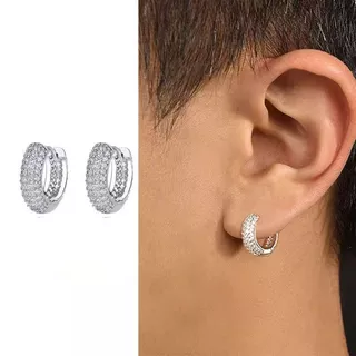 Nemal mesmo estilo cheio de diamante prata agulha brincos masculino luz luxo Puffian bonito brincos feminino Hip-Hop rua
