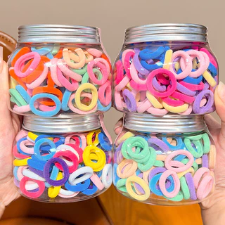 100 Pçs Coreano Doce Cor mini Laço De Cabelo Para O Bebê Sem Danificar Crianças Elásticos Meninas Acessórios