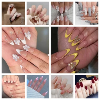 24 Peças/De Arte De Unha/Caixa , Uma Variedade De Estilos E a Escolher , Luxo De Baixa Chave Para Usar Unhas . É Adequado As Festas De Férias Diárias Das Mulheres Outras Ocasiões