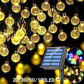 Bola De Bolha Solar Luzes Corda De Acampamento Ao Ar Livre Gotas De Água Decoração Bolas De Cristal led Coloridas