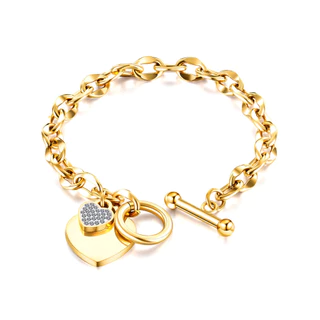 Pulseira Com Fecho OT De Coração , Joias De Aço De Titânio Resistentes Ao Desbotamento Para Mulheres , Acessório Moderno