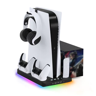 Base de Resfriamento Ventilador PS5 com Iluminação Colorida 7 Efeitos e Suporte de Armazenamento em Oferta na Shopee