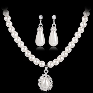 Conjunto de 3 peças de joias de pérola estilo coreano conjunto de joias de flores feminino elegante colar de pérolas bri