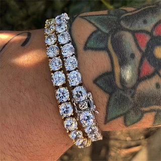 Pulseira de tênis elegante da moda masculina e feminina, imitação incrustada de zircônia cúbica brilhante - a escolha pe