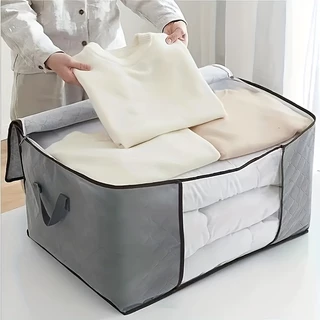 Saco de armazenagem com zíper com zíper Saco de armazenagem para roupas de tamanho grande, Saco de armazenagem para roupas de janela transparente com alça, Caixa de armazenagem para cobertor acolchoado
