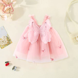 Vestidos de Festa de Aniversário Princesa Noite Butterfly Sleeveless Sweet Baby Girl