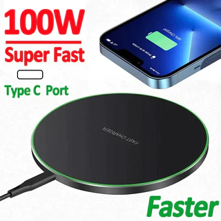 Para Android E ios Carregador Sem Fio 100W iPhone 15 14 13 12 11 Pro XS Max Mini X XR Rápido Indutivo Samsung