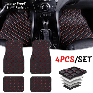 Tapete De Piso Universal Para Carros Tapetes PU Couro Impermeável Pés De Automóveis 4Pcs Conjunto Protetor De Acessórios Interiores