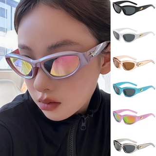 Hip Hop Punk Y2K Embrulho Em Torno De Óculos De Sol Femininos Homens Cinco Estrelas Pontiagudas Decoração Cyberpunk Esportes Sombra Para O Exterior
